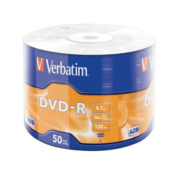 შეკვრა დისკების 50-ცალიანი DVD-R DATALIFE 16x 50PKSp.WrapMattSilver (43791/შ) Verbatim 023942437918