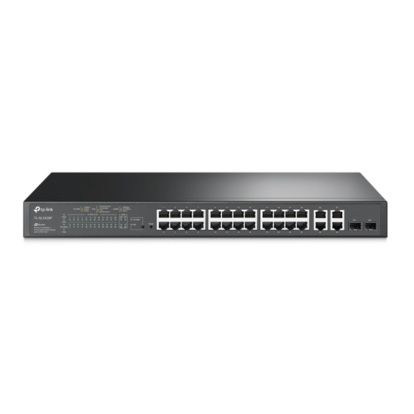 სვიჩი TL-SL2428P, TP-Link,JetStream 24-Port 10/100Mbps + 4-Port Gigabi
