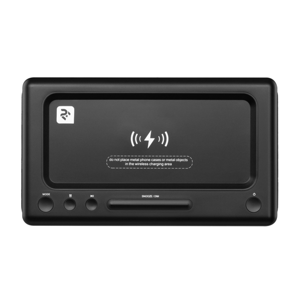 2E Audio System SmartClock Wireless Charging, Alarm Clock, Bluetooth, FM, USB, AUX Black 