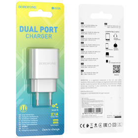 BOROFONE charger BA53A Powerway dual port charger  set(Micro)(EU)white