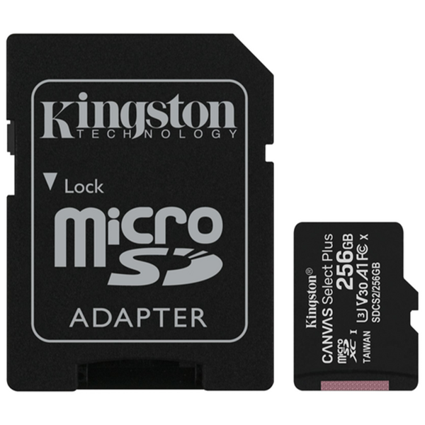 Flash Card/ Kingston 256GB microSDXC Canvas Select Plus 100R A1 C10 Card + Adapter(SDCS2/256GB)