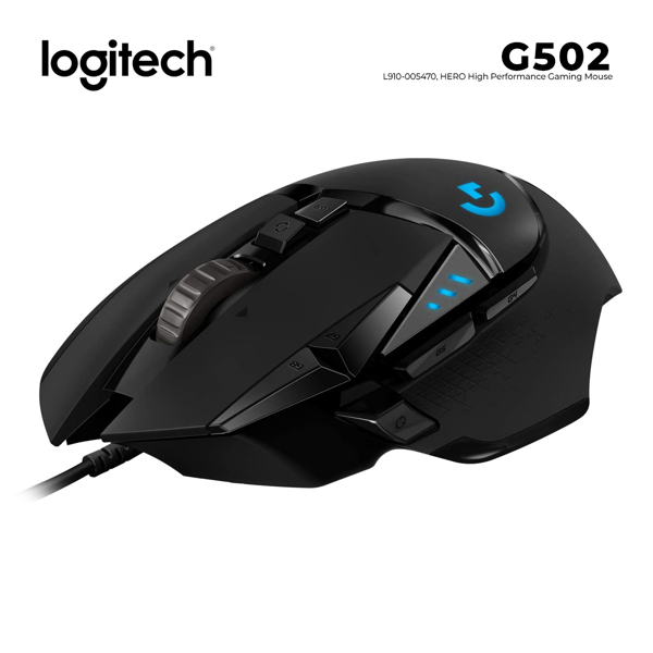 G502, LOGITECH G502 HERO High Performance 100 – 25,600 dpi Gaming Mouse 2.1 m (910-005470)