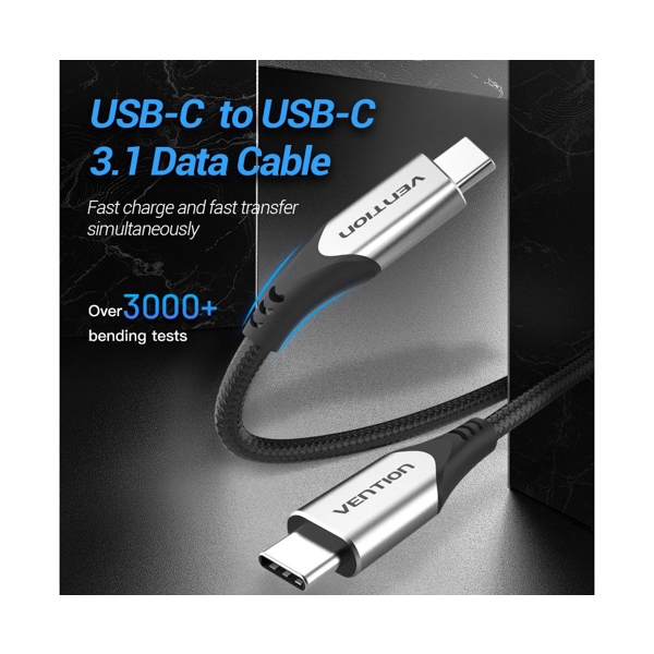 VENTION TAAHF Cotton Braided USB-C to USB-C 3.1 Cable 1M  Gray