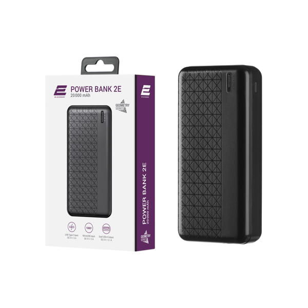 2E Power Bank Geometry 20000mAh Type-C, USB-А Black