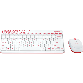 MK240, LOGITECH MK240 Nano Wireless Combo - WHITE/VIVID RED 920-008212