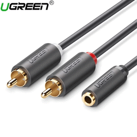 AUX კაბელი UGREEN AV102 3.5mm Female to 2 RCA Male Audio Cable 1m (Gray) 10588