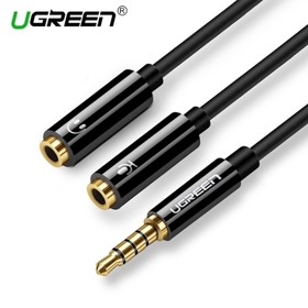 AV141 UGREEN 3.5mm male to 2 Female Audio Cable ABS Case (Black) 30620