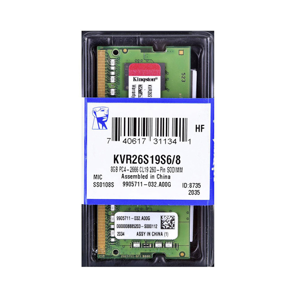 Kingston 8GB 2666MHz DDR4 SO-DIMM Non-ECC CL19 1Rx16