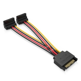 KDBBB, VENTION SATA 15P Male to 90° 2*15P Female Power Splitter Cable 0.15M Black