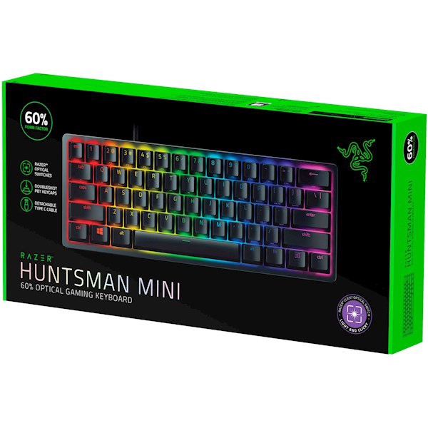 Razer Gaming Keyboard Huntsman Mini Purple Switch USB RU RGB, Black