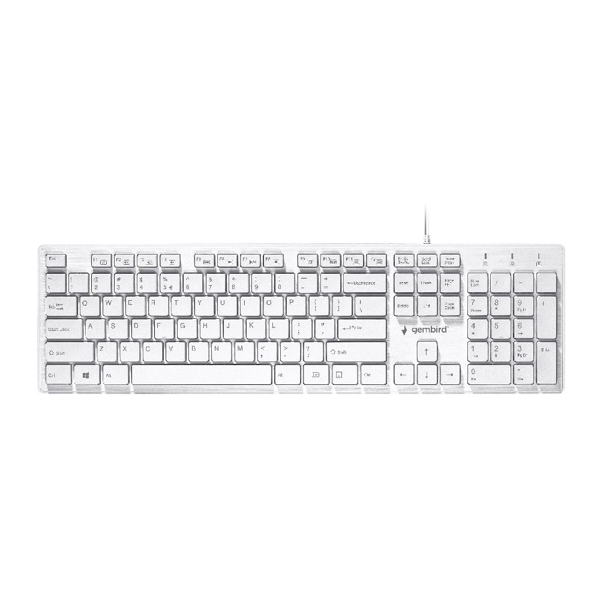 კლავიატურა: Gembird KB-MCH-03-W Multimedia chocolate keyboard USB US layout white