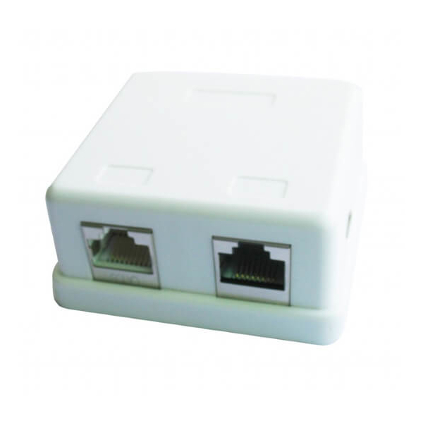 Network Passive/ CONNECTOR/ GMB NCAC-HS-SMB2  TWO JACK SURFACE  MOUNT BOX WITH 2 CAT5e HALF-SHIELDED JACK