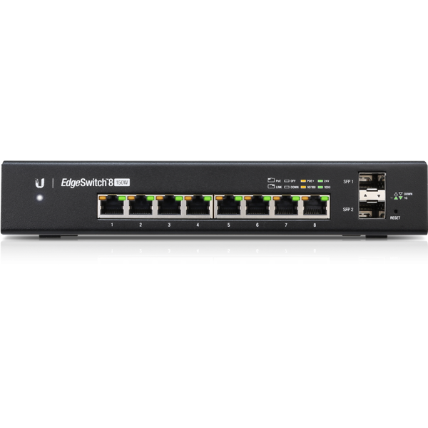 8 პორტიანი PoE+ სვიჩი, at/af,24ვ 150 ვატი