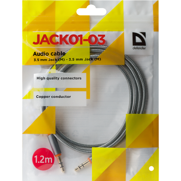 Defender აუქსის კაბელი Audio cable, Grey JACK M- JACK M, 1,2m