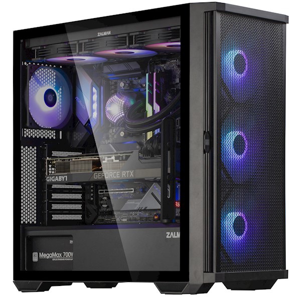 Zalman Computer case Z10 Plus, without PSU, 2xUSB3.0, 1xUSB Type-C, 3x140mm ARGB fans, 1x120mm ARGB fans, TG Side Panel, EATX, Black