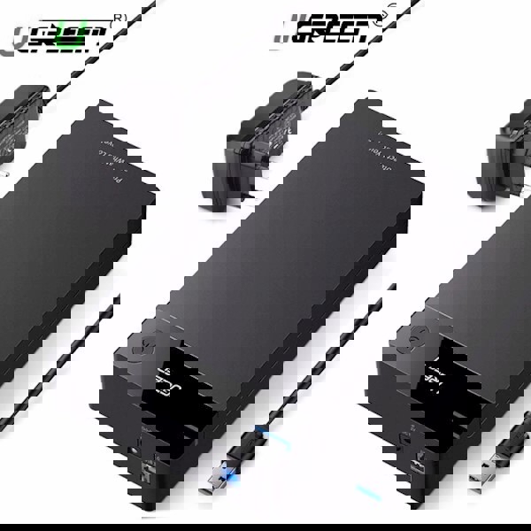 მყარი დისკის ქეისი UGREEN US222 USB 3.5 Inch HDD Enclosure SSD SATA USB 3.0 power Adapter 50422