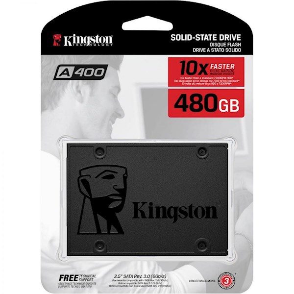 SSD მყარი დისკი  Kingston  A400 SATA 3 2.5 Solid State Drive SA400S37/480GB