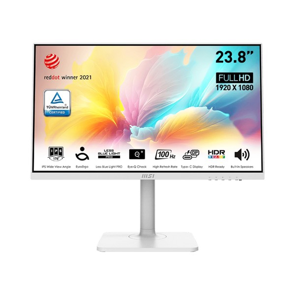 MSI Modern MD2412PW 23.8" FHD IPS 100Hz 1ms HDMI USB-C Built-In Speakers White - 9S6-3PA59H-096