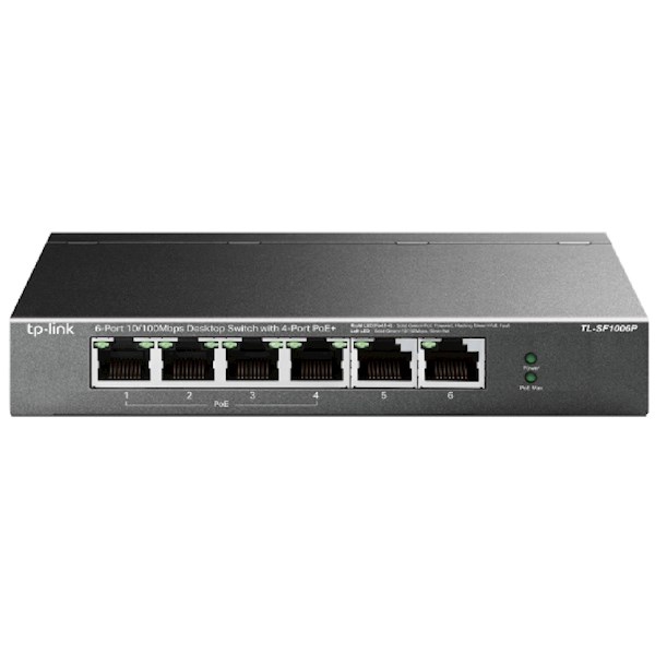 ქსელის გამანაწილებელი TL-SF1006P, TP-Link,6-Port 10/100Mbps Desktop Switch with 4-Port PoE+