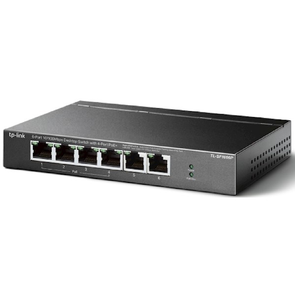 ქსელის გამანაწილებელი TL-SF1006P, TP-Link,6-Port 10/100Mbps Desktop Switch with 4-Port PoE+