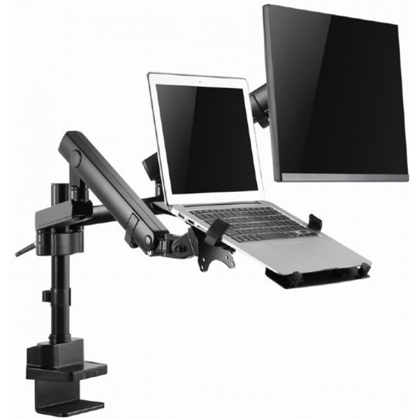 მონიტორის საკიდი: Gembird MA-DA3-02 Desk mounted adjustable monitor arm with notebook tray (full-motion) 17"-32"