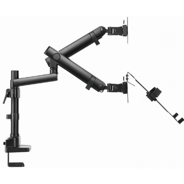 მონიტორის საკიდი: Gembird MA-DA3-02 Desk mounted adjustable monitor arm with notebook tray (full-motion) 17"-32"