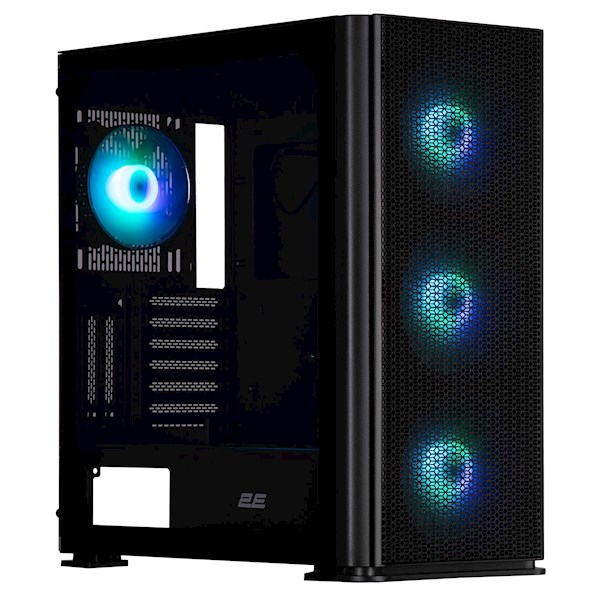 2E Gaming Computer case Vertex GI01B, without PSU, 2xUSB 3.0, 1xUSB Type-C, 3x140mm ARGB, 1x120mm ARGB, controller with remote, TG Side Panel, EATX, B