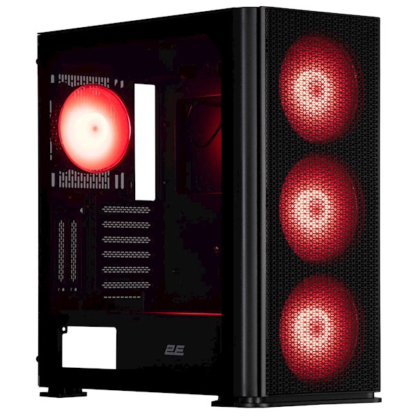 2E Gaming Computer case Vertex GI01B, without PSU, 2xUSB 3.0, 1xUSB Type-C, 3x140mm ARGB, 1x120mm ARGB, controller with remote, TG Side Panel, EATX, B