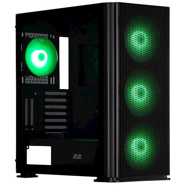2E Gaming Computer case Vertex GI01B, without PSU, 2xUSB 3.0, 1xUSB Type-C, 3x140mm ARGB, 1x120mm ARGB, controller with remote, TG Side Panel, EATX, B