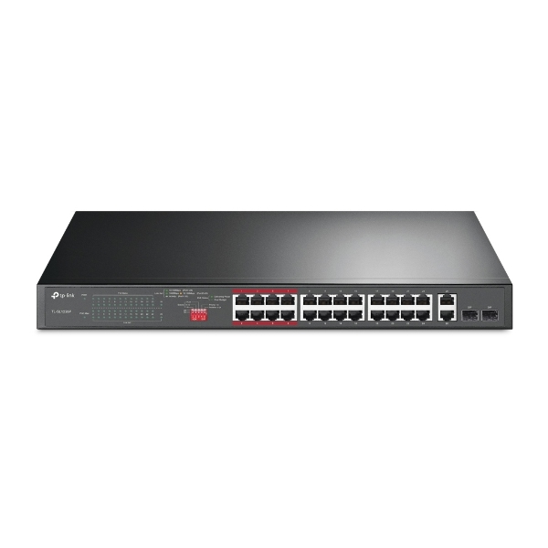 ქსელის გამანაწილებელი  TL-SL1226P, TP-Link, 24-Port 10/100Mbps + 2-Port Gigabit Rackmount Switch with 24-Port PoE+
