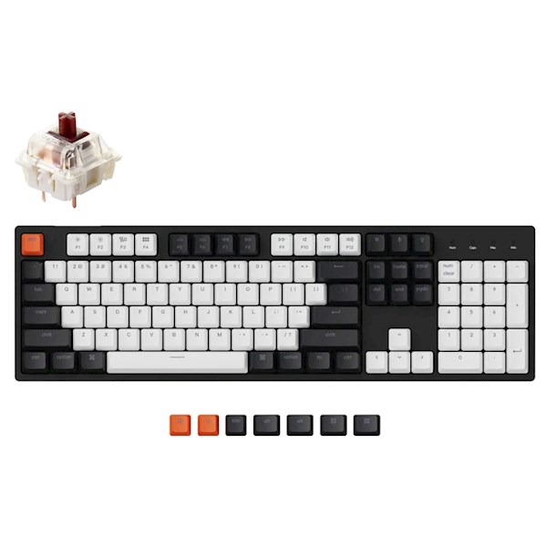 Keychron C2 104Key, Gateron G Pro Brown, Hot-Swap, USB-A, EN/UKR, RGB, Black