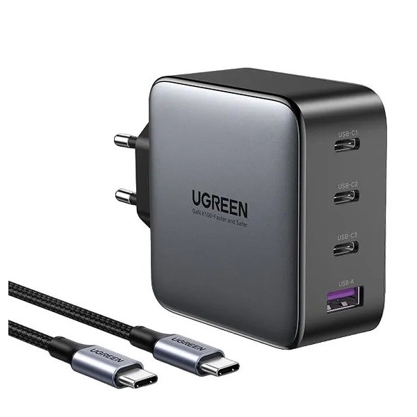 დამტენი UGREEN CD226 (90575), 100W, 3xUSB-C, Type-c, USB, Space Gray
