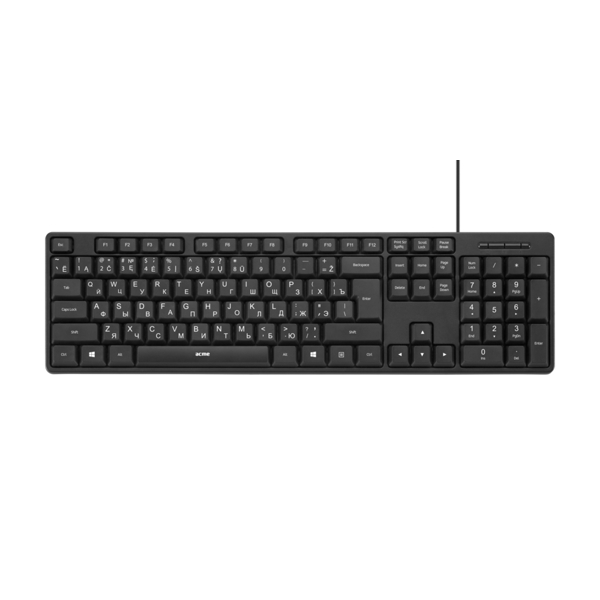 კლავიატურა Acme KS06 Standard Wired Keyboard USB, EN/RU, Black