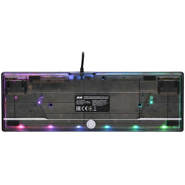 2E GAMING Membrane keyboard KG345 68key, USB-A, EN/UA/RU, RGB, transparent