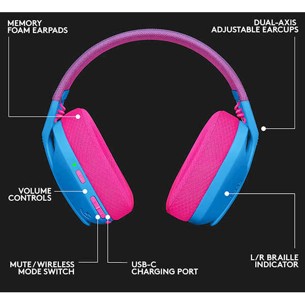 Headphone/ Logitech/ LOGITECH G435 LIGHTSPEED Wireless Gaming Headset - BLUE L981-001062