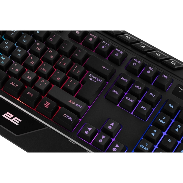 2E GAMING Membrane keyboard KG315 110key, USB-A, EN/UA, RGB, black