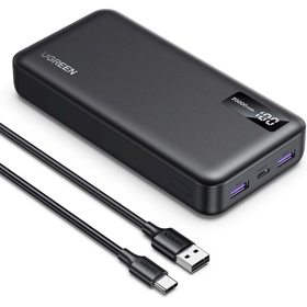 პორტატული დამტენი UGREEN PB312(25683), 20000mAh, USB Type-C, USB, Two-way Power Bank, Black