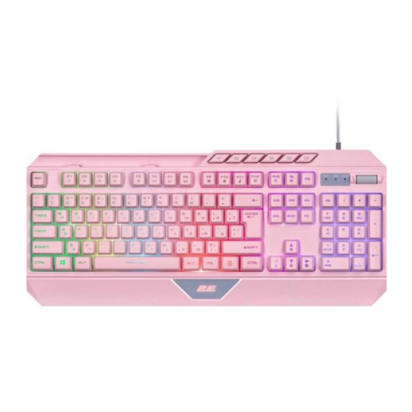 2E GAMING Membrane keyboard KG315 110key, USB-A, EN/UA, RGB, pink