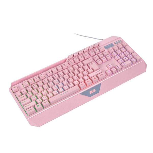 2E GAMING Membrane keyboard KG315 110key, USB-A, EN/UA, RGB, pink