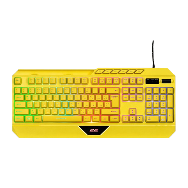 2E GAMING Membrane keyboard KG315 110key, USB-A, EN/UA, RGB, yellow