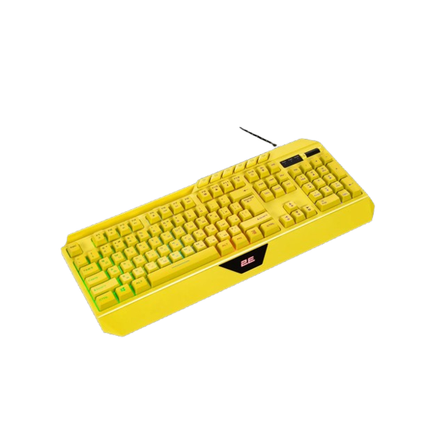 2E GAMING Membrane keyboard KG315 110key, USB-A, EN/UA, RGB, yellow