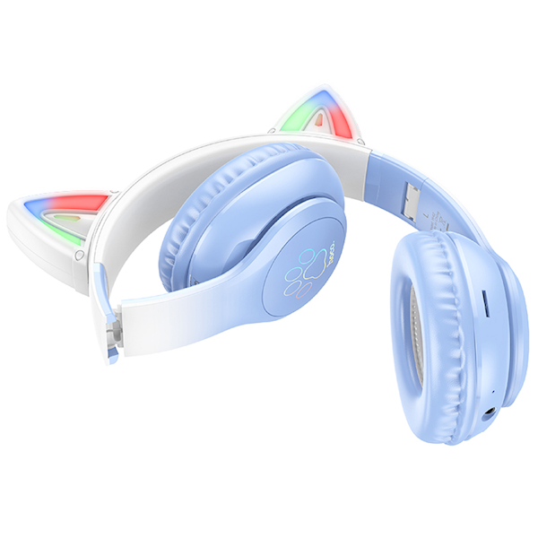 HOCO W42 Cat ears BT headphones wireless headset crystal blue