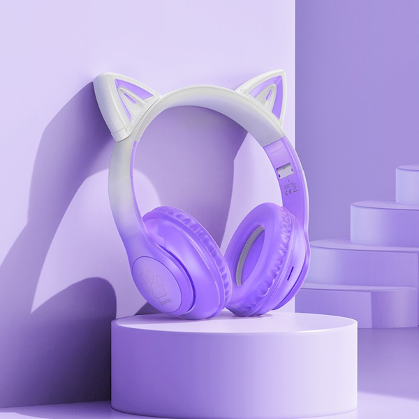HOCO W42 Cat ears BT headphones wireless headset purple grape