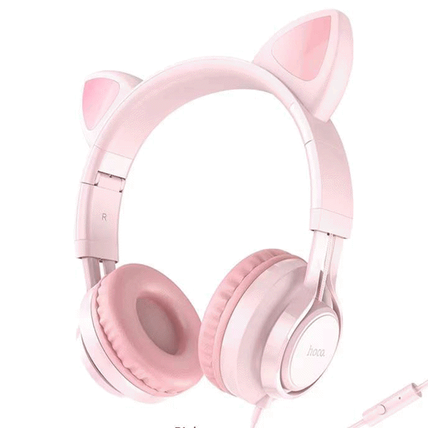 HOCO W36 Cat ear headphones with mic Pink