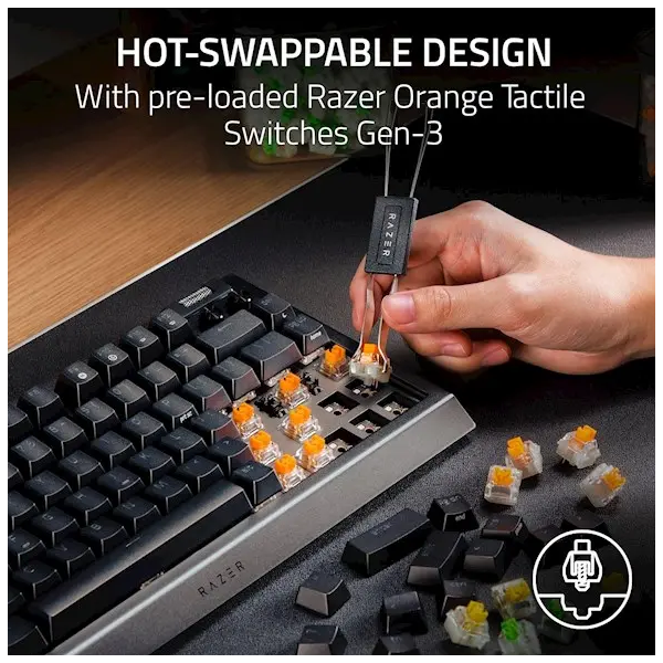 Razer Keyboard BlackWidow V4 75% RGB 83key Mechanical Tactile Switch GEN-3 USB EN, black