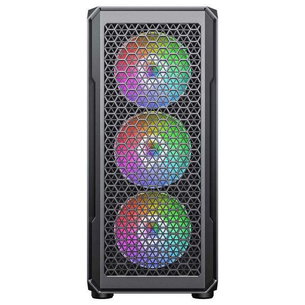 2E GAMING Computer case HEXAGON (G338) MidT,2xUSB2.0,1xUSB3.0, 1x120+3x120ARGB ,TG (side panel),without PSU,black