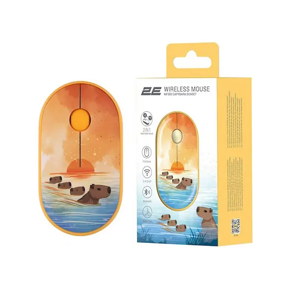 2E Mouse MF300 CAPYBARA:SUNSET Silent WL BT, Yellow