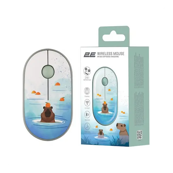 2E Mouse MF300 CAPYBARA:TANGERINE Silent WL BT, Green