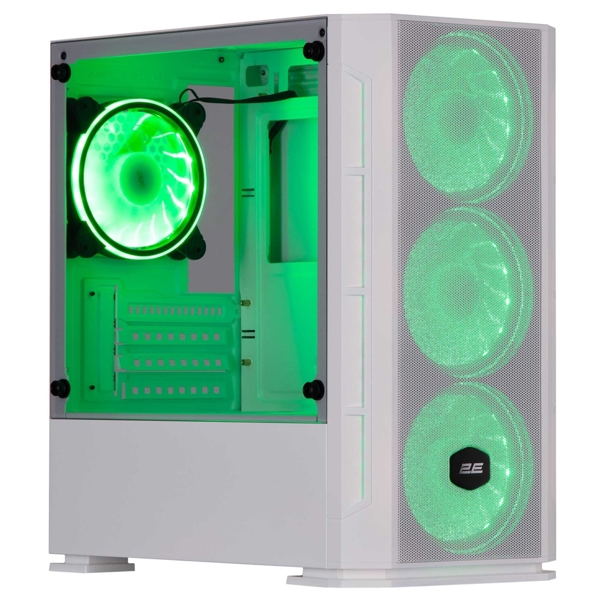 2E Gaming Computer case Calleo GB700W, without PSU, 2xUSB 3.0, 1xUSB 2.0, 4x120mm ARGB, controller with remote, TG Side Window, mATX, White