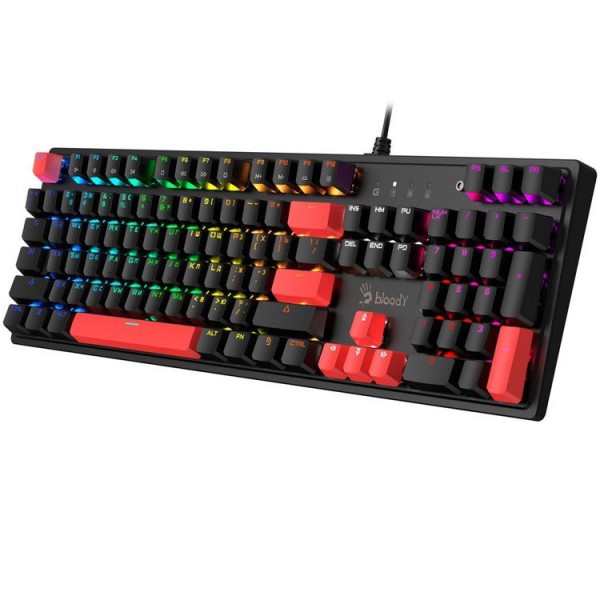 კლავიატურა: A4tech Bloody S510R RGB Mechanical Gaming Keyboard US Layout Fire Black (Red Switch)